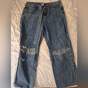 Forever 21 Ripped Blue Denim Pants